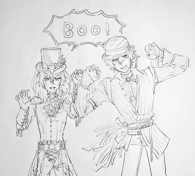 上げ直しすまん!🙏

出遅れ太中ハロウィン🎃
2人にtwstハロウィンの衣装着せたらめっちゃ似合ってた 