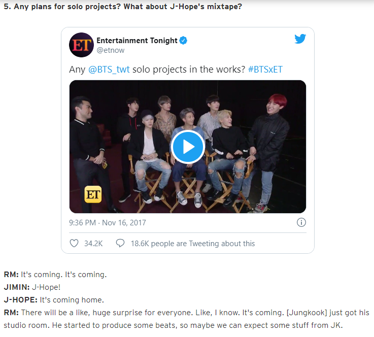 Towards the end of 2017 Jungkook was finally given his own studio by bighit. He moved his work place from his dorm room into a room in the offices of bighit.This was confirmed in an interview with ETOnline in November.