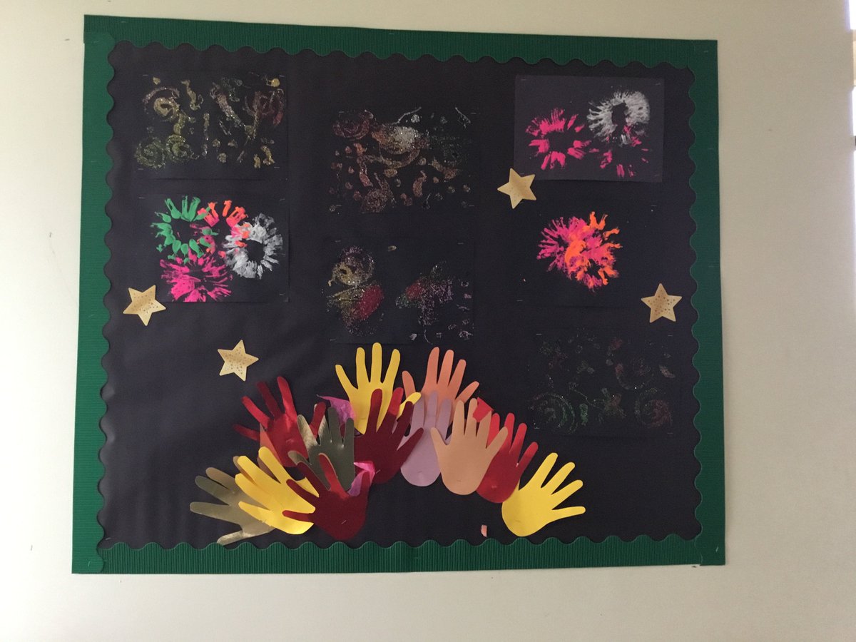 IsobelMair's tweet image. Fetlar class made a bonfire night art display yesterday.  #weareIMS #walldisplay #bonfire