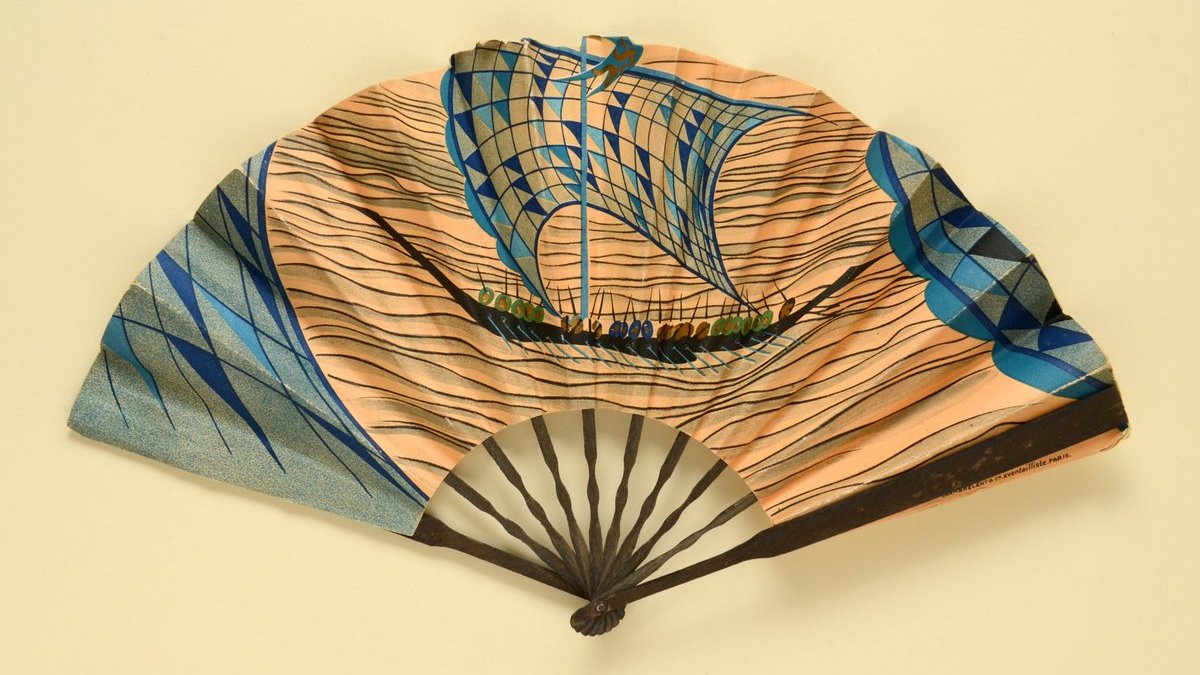 Welcome back #MuseumsUnlocked! Day 1, the #sea &amp; we set sail with an early-twentieth century fan, the leaf printed with a striking design of a Viking long boat, its occupants valiantly rowing against the ocean waves.