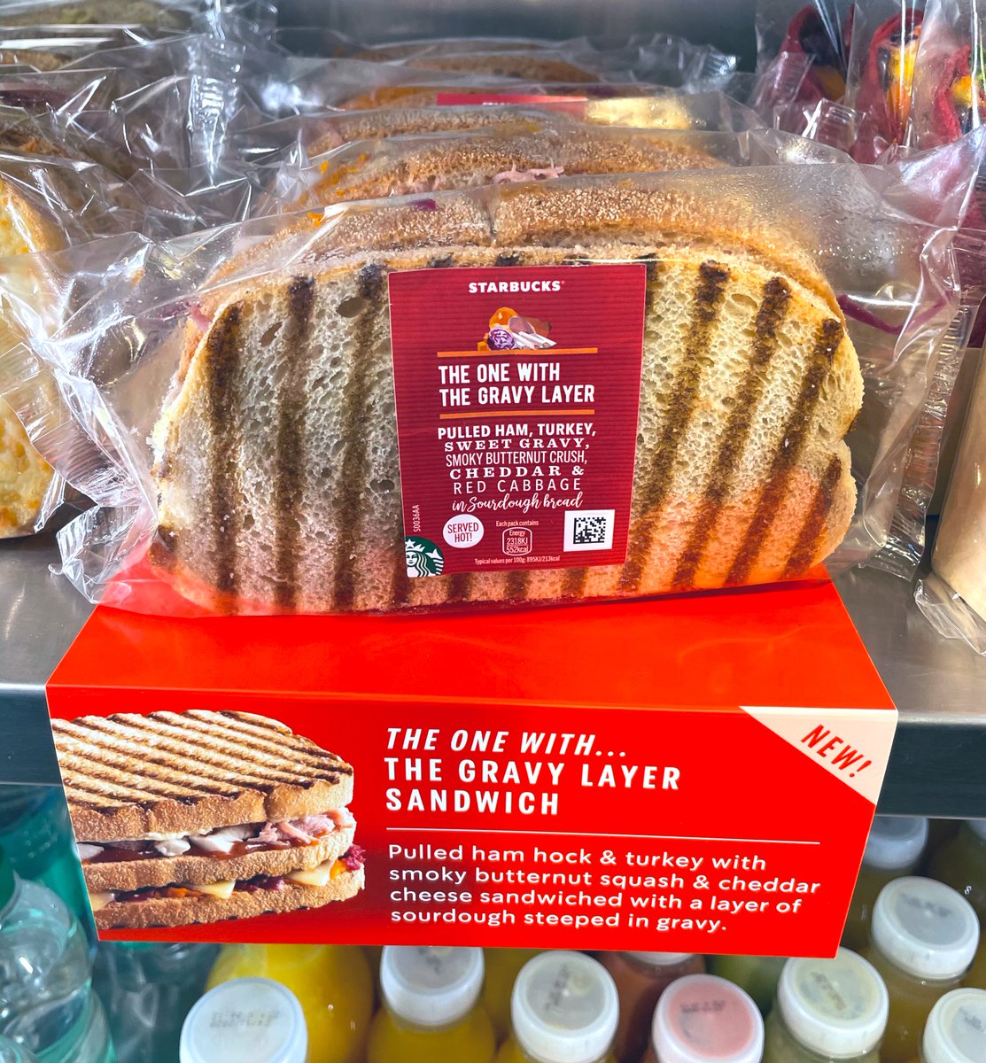All_Things_New_'s tweet photo. The One With The Gravy Layer Sandwich! 🥪🎄 At Starbucks @StarbucksUK #starbucks #christmas #festive #pulledham #ham #turkey #gravy #butternut #cheddar #redcabbage #sourdough #wellthisisnew https://t.co/wfvTxM3Oq6