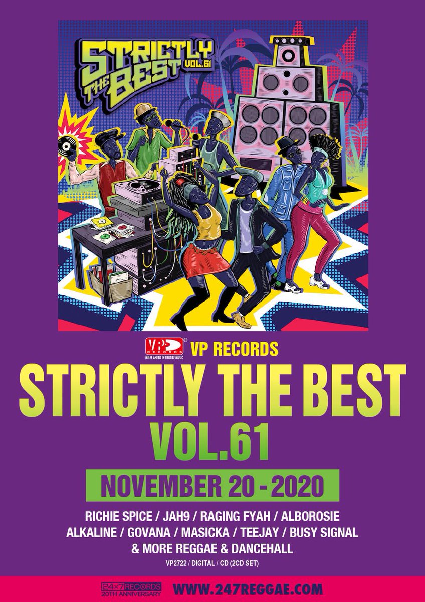 24x7records's tweet photo. VP RECORDS『STRICTLY THE BEST VOL.61』11月20日発売。毎冬恒例の老舗・定番コンピレーション・シリーズ最新作・本年度作。今年も「REGGAE編」&「DANCEHALL編」同時収録・全24曲。作品案内 → https://t.co/gaWgTweenk @VPRecords @wmj_intl #STB61 #REGGAE #DANCEHALL https://t.co/9W7xaZOsBS