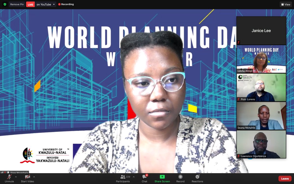 eThekwiniMILE's tweet photo. Ms Siwe Ntombela, from @SACitiesNetwork joins this morning's plenary session at the World Planning Day Webinar. "The Paradox of Planning Implementation Across the Globe"#wtpdza #wtpdza2020 #worldplanningday2020 https://t.co/yRM19DT0Kf