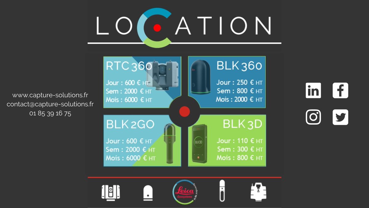 Capture3D_Fr's tweet photo. CAPTURE SOLUTIONS vous propose les dernières
technologies de capture de la réalité disponibles à
la LOCATION. 
Pour en savoir plus : https://t.co/AqSMgQcBLE
contact@capture-solutions.fr
01 85 39 16 75

#location #capturesolutions #géomètres #MesurerCeQueVousVoyez https://t.co/sbKEZZFswO