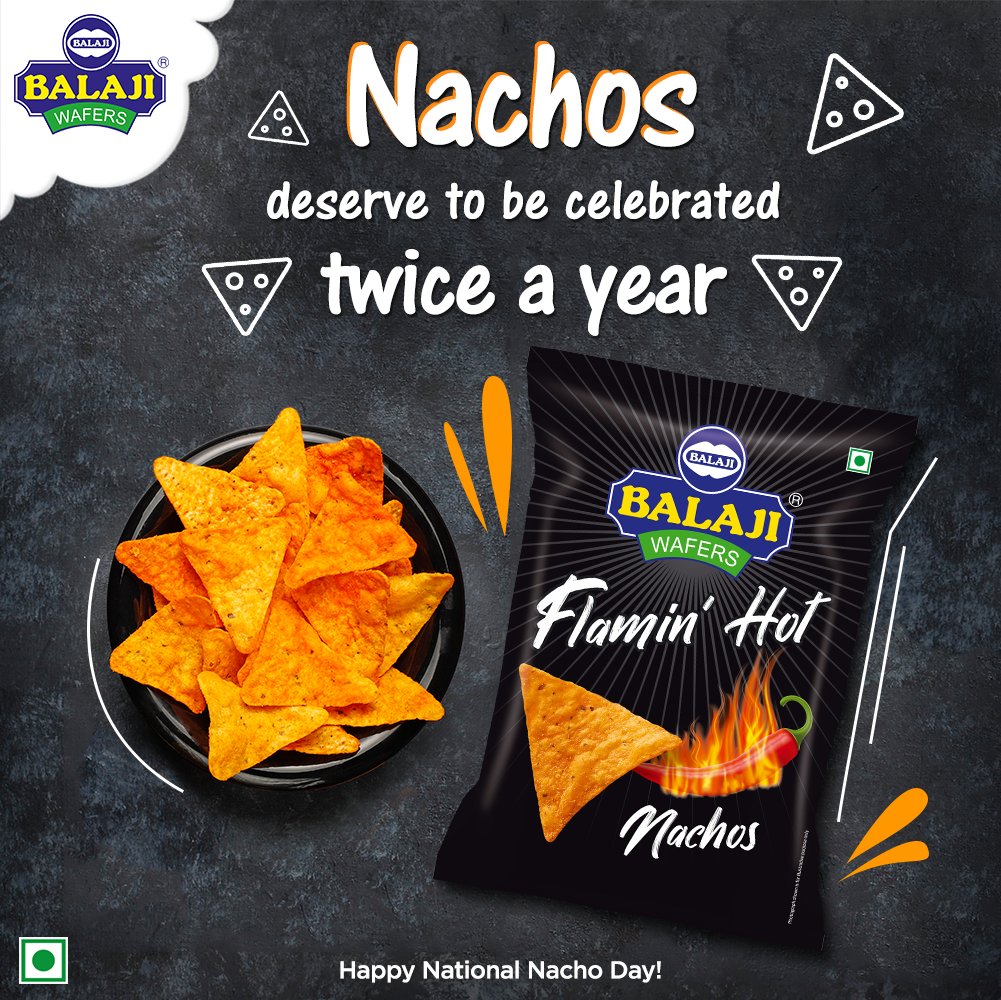 Balaji_Wafers's tweet photo. Happy Nachos Day, again😋
.
.
#nachos #chillicheese #flaminghot #tomatosalsa #nachosday2020 #internationalnachoday #getsnacking #cheesechilli #cheese #nachos #waferszyaadaflavourswahwah #balajiwafers #snacks #justonemore #cravings #bestsnacks #hungerpangs #chips #wafers #balaji https://t.co/51wKuWYWkz