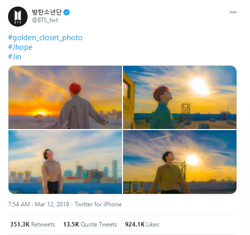 On November 24th 2017, Jungkook tweeted photos using the hashtag  #golden_closet_photo. Jungkook subsequently often used G.C.P as caption when uploading photos he shot himself.Another branch of the Golden Closet Studio was born – the G.C.P