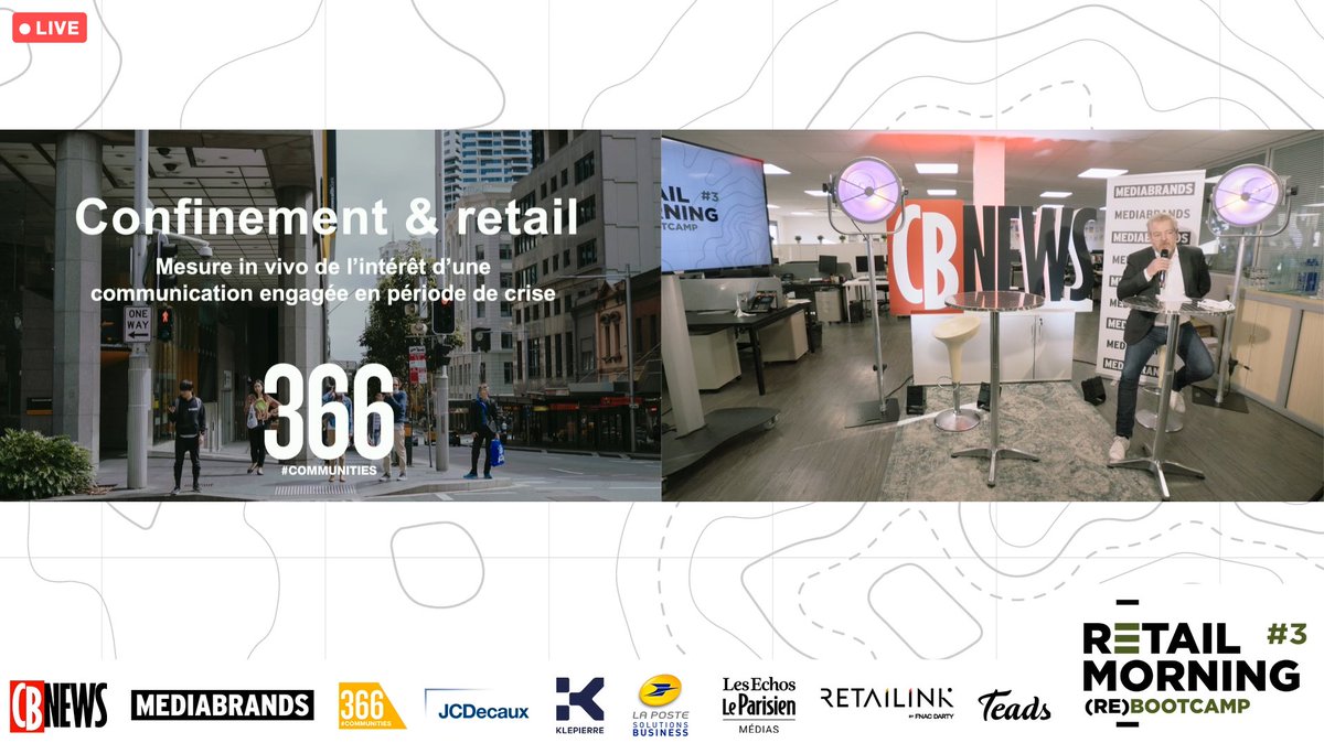 CB_News's tweet photo. ▪️Retail : les leçons du confinement

@bruno_ricard, DGA marketing de @366communities, livre les résultats de l’étude « Confinement &amp; retail ». 

#RetailMorning20 https://t.co/TfDgNnlO2r
