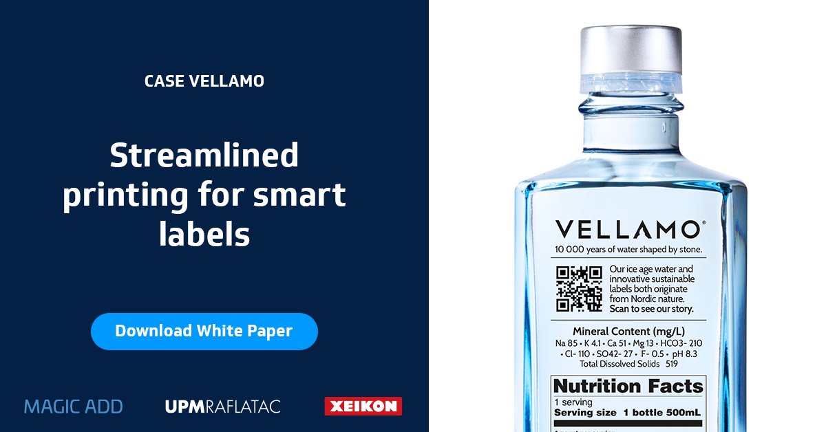 MagicAddLtd's tweet photo. Magic Add, UPM Raflatac, and Xeikon have come together to create a smooth smart label printing experience for the brand owners. Read more about Vellamo's experience, and how smart labels fit into their data-driven marketing strategy. 
https://t.co/ctpoYEbBqb https://t.co/XXft8DoZiT