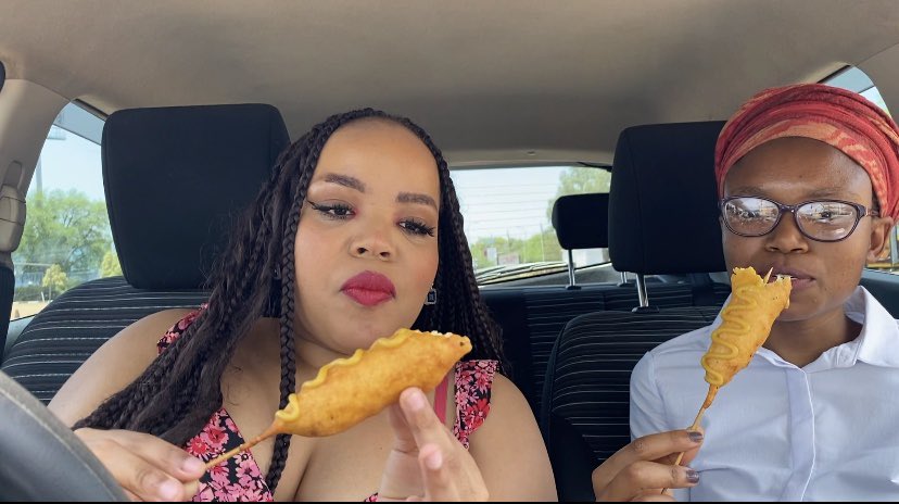 SugaTbang's tweet photo. I had another interesting chow session with @AobakweKgwatal1 reviewing corn dogs by @FiFi_Merafe . Check out this latest vlog, mukbang &amp; review on my YouTube channel https://t.co/CCvBzsLwOu #NtshalamoragoBW #pushaBW #BHOVAMANIAEP #Covid  #TheCookoff #Botswana #supportbw  #VLOG https://t.co/PXc8SzHWND