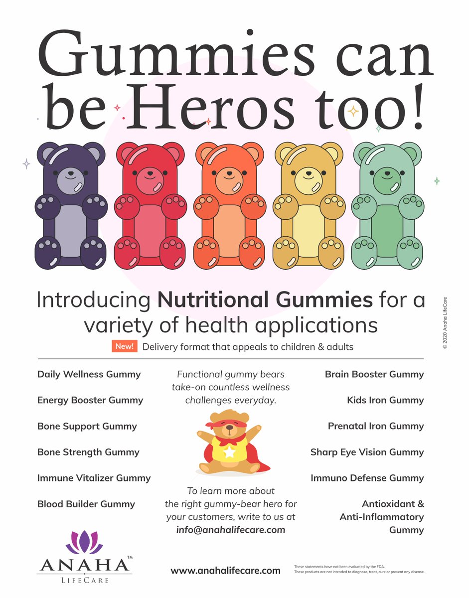 AnahaLifecare's tweet image. Nutritional Gummies for a variety of Health Applications

Introducing our new range of functional gummies for a variety of health applications.
To learn more write to info@anahalifecare.com

#anahalifecare #discoverwellness #functionalgummies #nutritionalgummies #vitamingummies