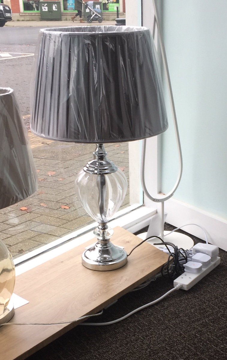 sczes's tweet photo. Make an impact in your living room, bedroom or study with this stunning table lamp that that exudes class.
The pewter coloured pleated and tapered shade has a lovely metallic finish which will suit a range of decors.
Clear glass forms the curved base.
Available from LIT, Bramhall https://t.co/sNSTVXpPyW