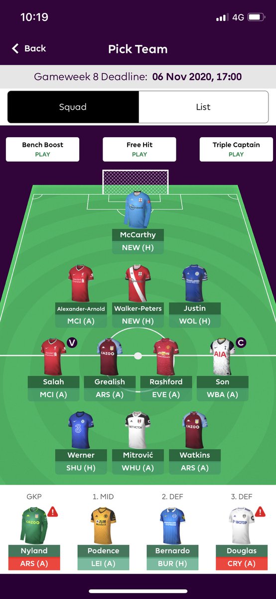 IsacSpanedal's tweet photo. @fantasypl_dobb Tjena vad behövs göras 1 byte 1.5 på banken, ut med trötta trent ? #fplsverige https://t.co/deG9BIXf4a