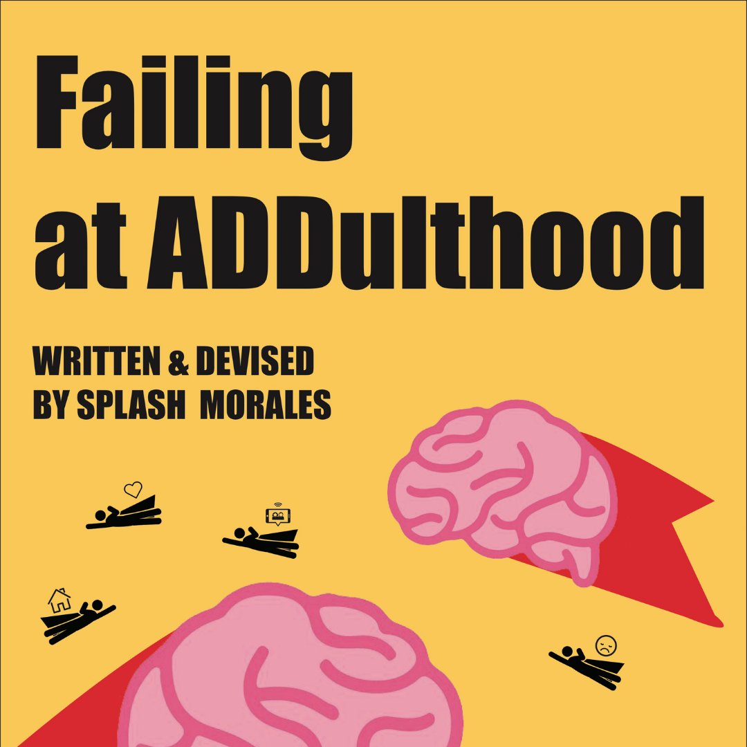 KUDrama's tweet photo. KU Drama alumna, Splash Morales' show Failing at ADDulthood will be streaming from the Actors Centre 13-29 November.  In this spoken word comedy Splash delves into the experience of being a neurodiverse woman coming to terms with her ADHD.  https://t.co/unNRchoz2b https://t.co/eHCte821r0