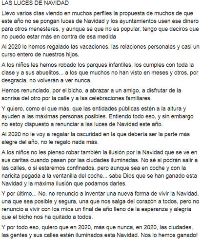 ArthurGongora's tweet photo. Iba a poner algo de mi cosecha, pero esta reflexion de Rafa Suñer, lo describe y cuenta todo al 100%, asique se lo copio y "sintiendolo", digo solo que yo digo #LucesSi, y #sialaslucesdenavidad
#lucesdenavidad #2020 #lucesparatodosenestanavidad #losrafaelesmolamos https://t.co/33R6TGMqns