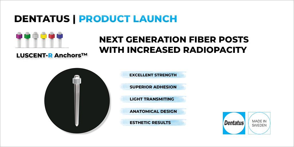 DentatusA's tweet photo. With higher #radiopacity levels for clear & crisp x-rays, #LUSCENT-R offers all the benefits expected from brand leading light-transmitting #fiberposts. Contact your #Dentatus Dealer for more details! https://t.co/UDYTp6q3nF #dentalposts #endodonticposts #cosmeticdentistry #Smile https://t.co/inXoHEb6uR