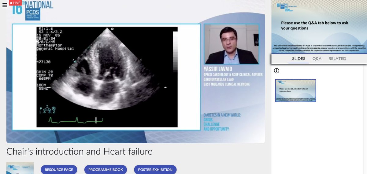 pcdosociety's tweet photo. We’ve kicked off Day 2 of our virtual National Conference! @YassirJavaid is currently #virtually presenting ‘Heart failure’ – It’s not too late, if you haven’t already registered please do so at this link and join us: https://t.co/jx6Qnlel72 #PCDS2020 https://t.co/lGuduQEVag