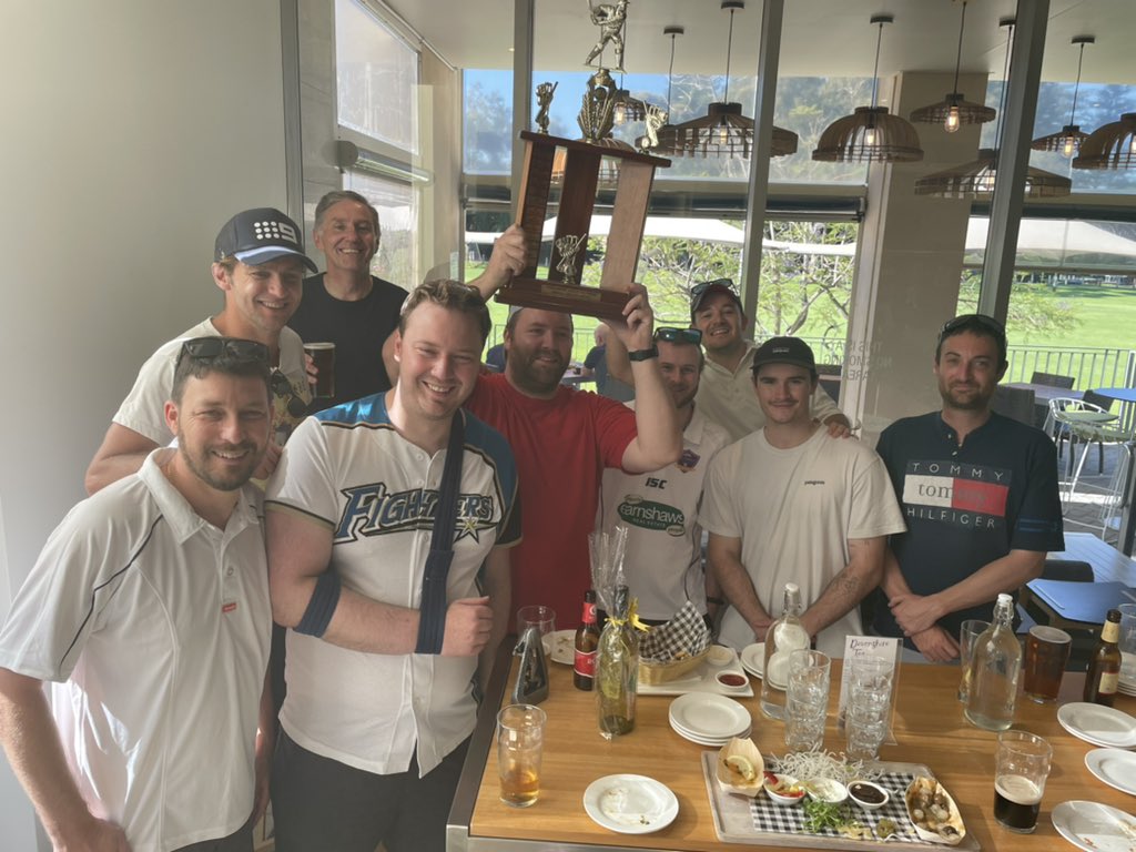 kagij's tweet photo. Back to back. Another big win for the WA Press Gallery in our Pollies v Press cricket match. Thanks to @uwanews for hosting us. I did my bit by obliterating both my elbows while falling off my bike, making room for better players #perthnews https://t.co/IAlIMk84Tr