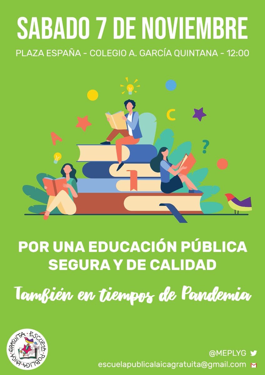 En esta pandemia, la administración suspende:
¿Dónde está la bajada de ratios?¿Y la lucha real contra la brecha digital?¿Y la seguridad sanitaria?
7 noviembre Plaza España. Acto Simbólico de protesta
#EducaciónPública  #EducaciondeCalidad #EducaciónSegura