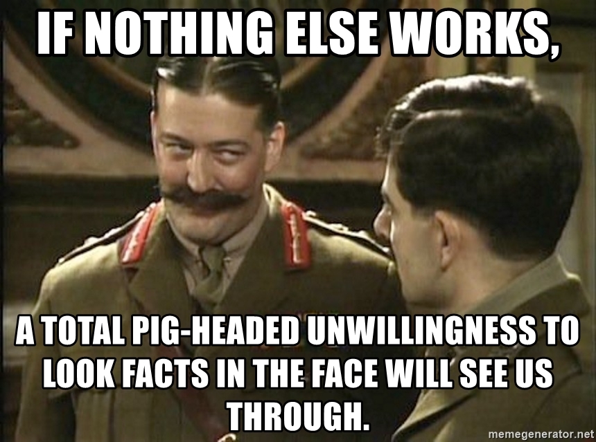 When did <a href="/realDonaldTrump/">Donald J. Trump</a> turn into General Melchett from BlackAdder?