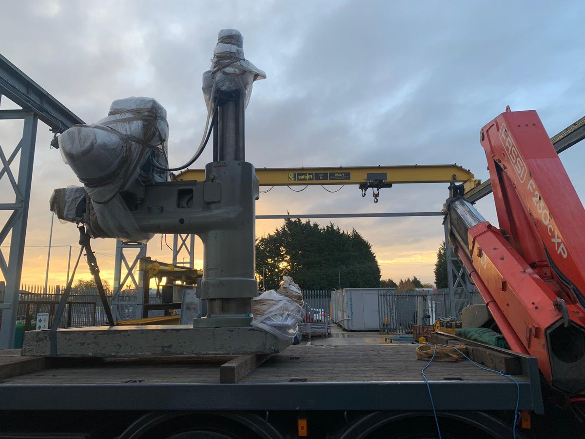JetMachineryLtd's tweet photo. Sunrise greeted our radial drill in Liverpool this morning whilst being delivered to a great new customer. We have lots of radial drills in stock so contact us with your drilling requirements! https://t.co/4EFNv0lsM4