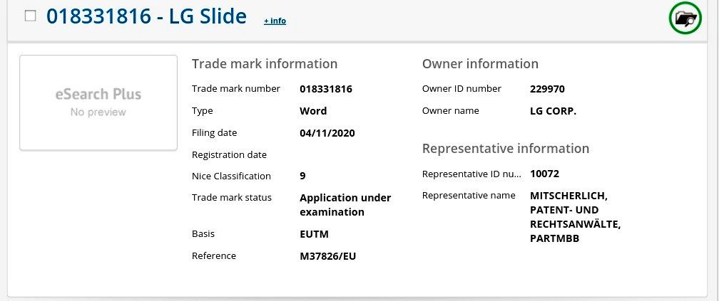 techworld005's tweet photo. LG Rollable = LG Slide 

Trademark Filled 🤤

Thing to be different 😜

#LGSlide #LGWing #AppleEvent #Apple #LGBT #exposingleaks https://t.co/rMHSCjmzjc