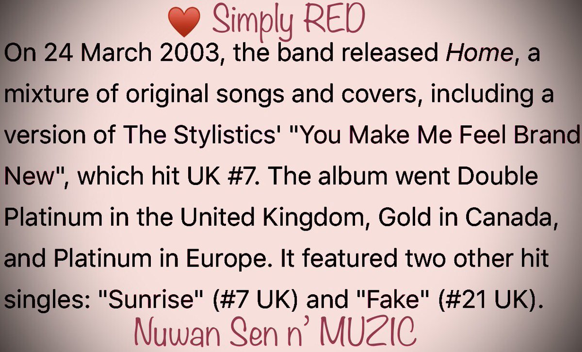 Nuwansenfilmsen's tweet photo. #HappyMUSICColorChallenge
#6thNOV(list I had said #6thOct🙈thnx for changing it to #November,@JanuaryMovie😊🙏🏾)#RED♦️
#SimplyRED♥️#HOME❣️
WhenI saw #RED,#SimplyRED came to mind,but couldn’t find any #80s/#90s #albums wth #RedCovers,so goin’wth an #earlyNoughties #Album!#NuwanSEN! https://t.co/EPB73xaBLP