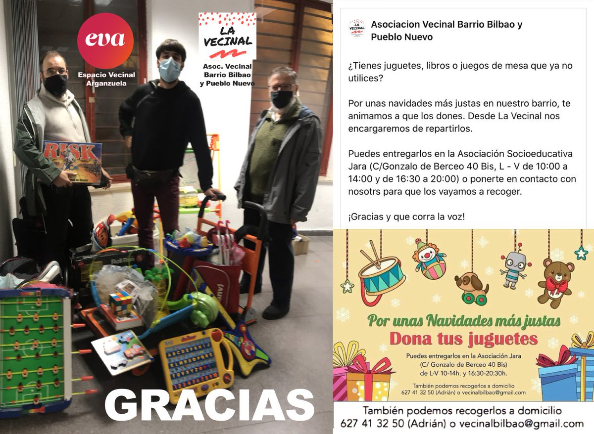 evArganzuela's tweet photo. Empieza la campaña de recogida de juguetes, juegos de mesa y libros para Navidad! 🎁🎄
#evarganzuela #lavecinal #juguetes #navidad #forovecinal #Madrid https://t.co/ZRO3IViwv2