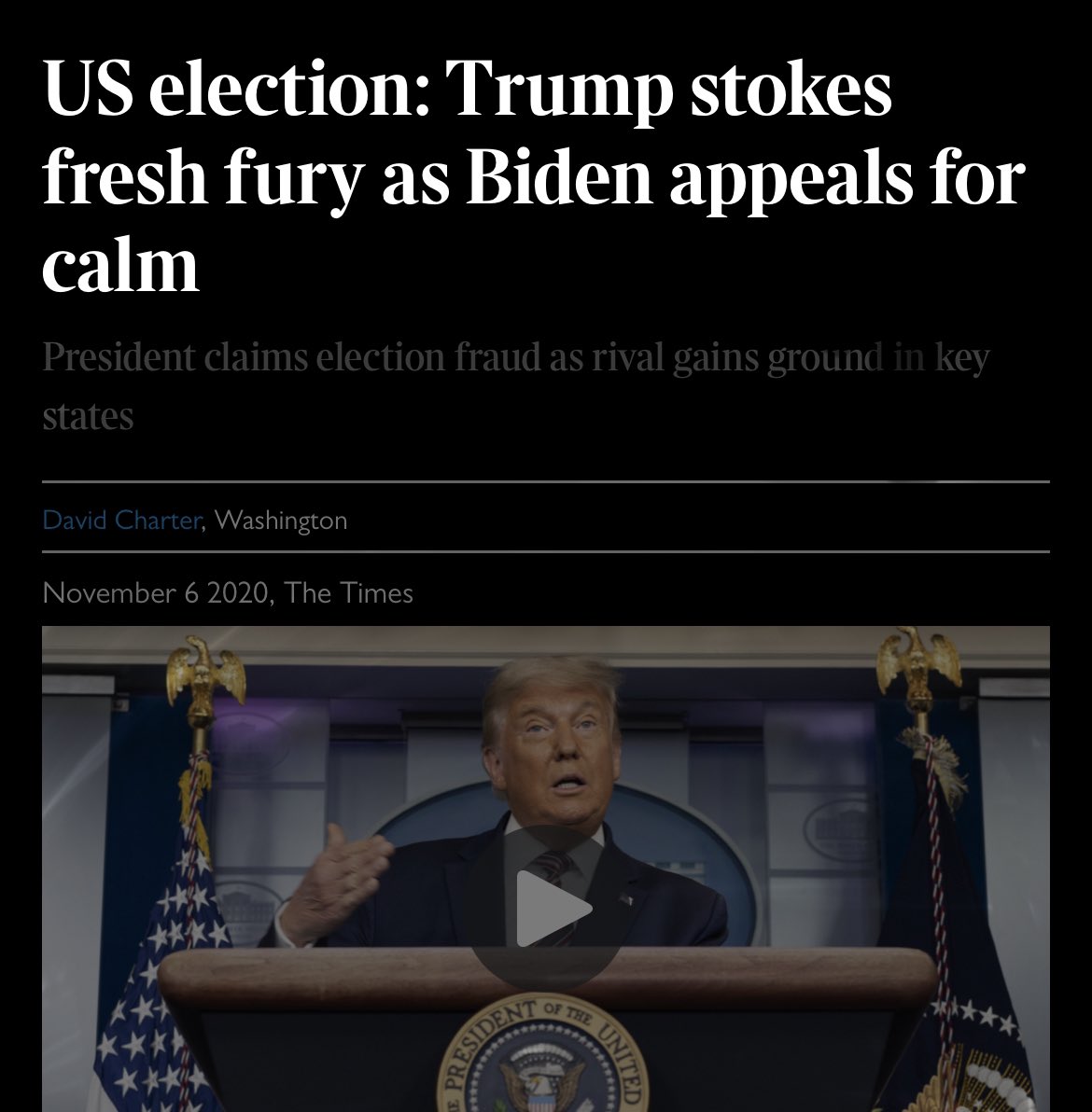 sholdstock's tweet photo. “Trump stokes fresh fury...” (coz he’d sooner switch off the Xbox than loose a game) “....Biden appeals for calm” (coz it’s gone 6pm, the meds are kicking in and it’s all a little too loud) https://t.co/S5YKcP5H5V