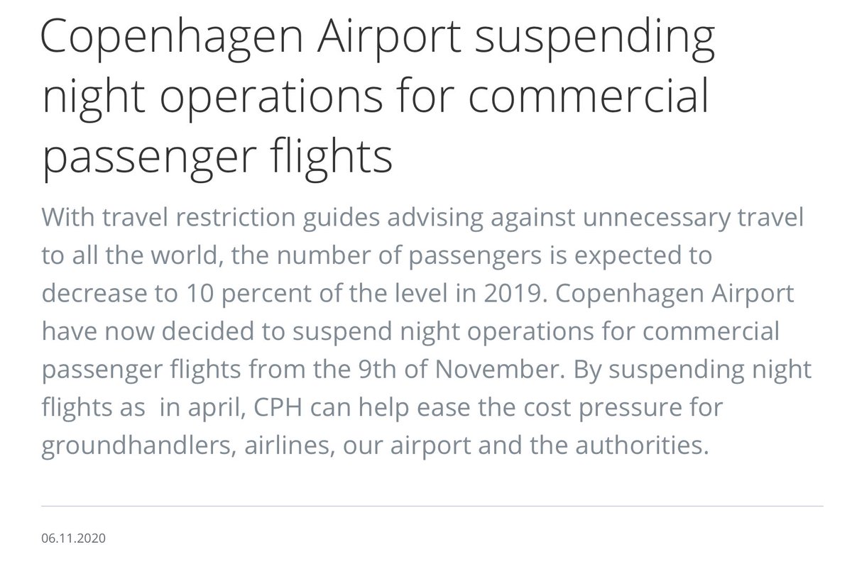 CPH_airport's tweet photo. Copenhagen Airport suspending night operations for commercial passenger flights https://t.co/dny3SUbzpE https://t.co/XrKT6RefLz