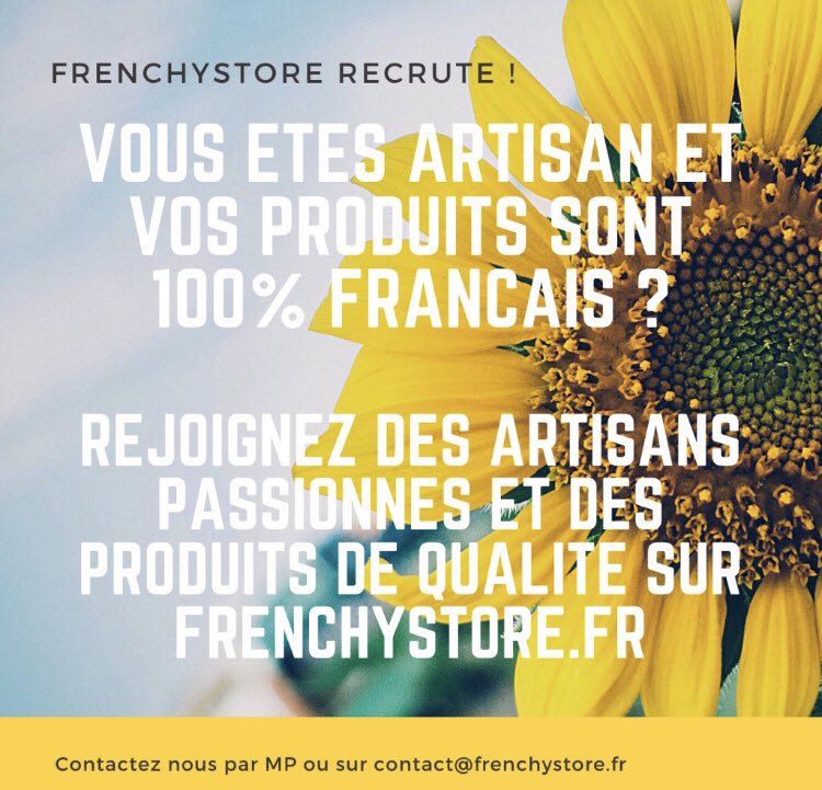 Pour soutenir les artisans 🇫🇷, Frenchy Store baisse ses commissions de 50% pour toute la durée du confinement 
Vous êtes artisan? Rejoignez nous!
Vous n’êtes pas artisan? Venez choisir vos cadeaux de Noël!
frenchystore.fr
#madeinFrance #artisan #JeSoutiensMesCommercants