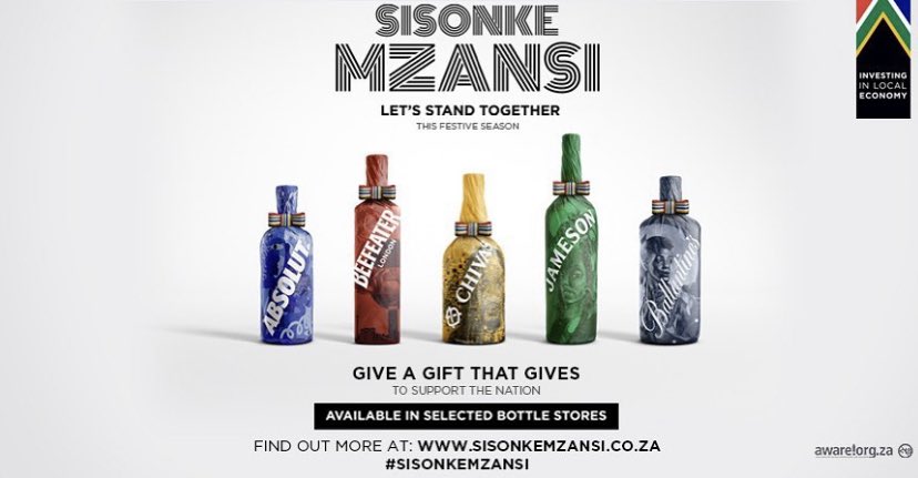 GUN_1T's tweet photo. In tough times, let’s stand together. Join Absolut, Beefeater Gin, Chivas Regal, Jameson, Ballantine’s Scotch Whisky, Inverroche, The Glenlivet and other leading Pernod Ricard spirits brands - by standing together to support the nation in 2020.
#SisonkeMzansi https://t.co/3AliYHrsgu