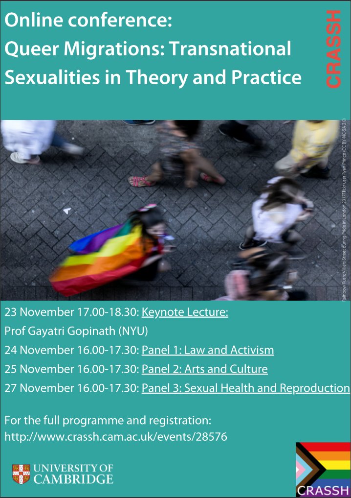 CDF_Intersect's tweet photo. Check out 'Queer Migrations: Transnational Sexualities in Theory and Practice', a free, online conference organised by @CRASSHlive, examining the invisibility of queer migrants in discourses of (im)migration.

Full programme and bookings: https://t.co/A8Zik5MdFM
#queermigrations https://t.co/1WHkgUYlpq