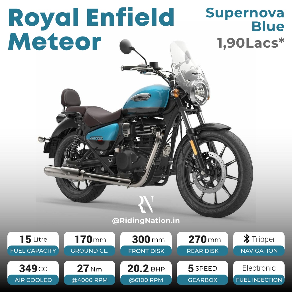 ridingnation's tweet photo. Royal Enfield Meteor Specifications
.
#RoyalEnfield #Royal #Enfield #RoyalEnfieldMeteor #Meteor #Meteor350 #REClassic #Bullet #Himalayan #ContinentalGT #GT650 #650Twins #CafeRacer #BikeLife #RETwins #Thunderbird #TBX350 #Bikegram #BikergramIndia #AutoNews #InstaBikes https://t.co/3xjhtN4kYw