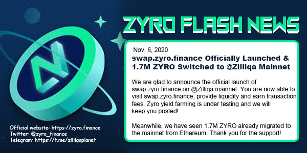 zyro_finance's tweet photo. 📢📢📢ZYRO Official Launch Event

10 lucky winners to get 200 #ZYRO each🎁🎁🎁

1. Follow @zyro_finance, RT &amp; comment below with #lovezyro and your Telegram username.

2. Join our Zyro telegram group: https://t.co/n7BkRvKyi7

by 18pm, Nov. 11, UTC https://t.co/kJ6plK7pOh
