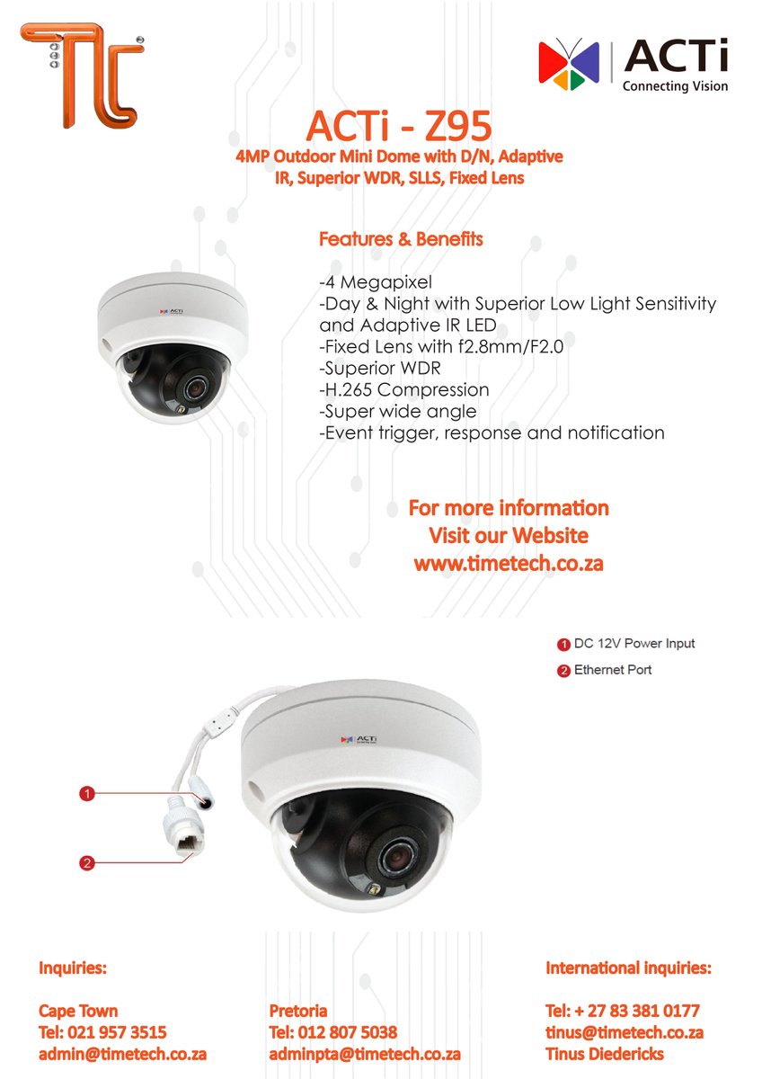 timetechsa's tweet image. **ACTi**
Introducing the new Z95 for all your optical needs
#timetech#ACTi#Z95