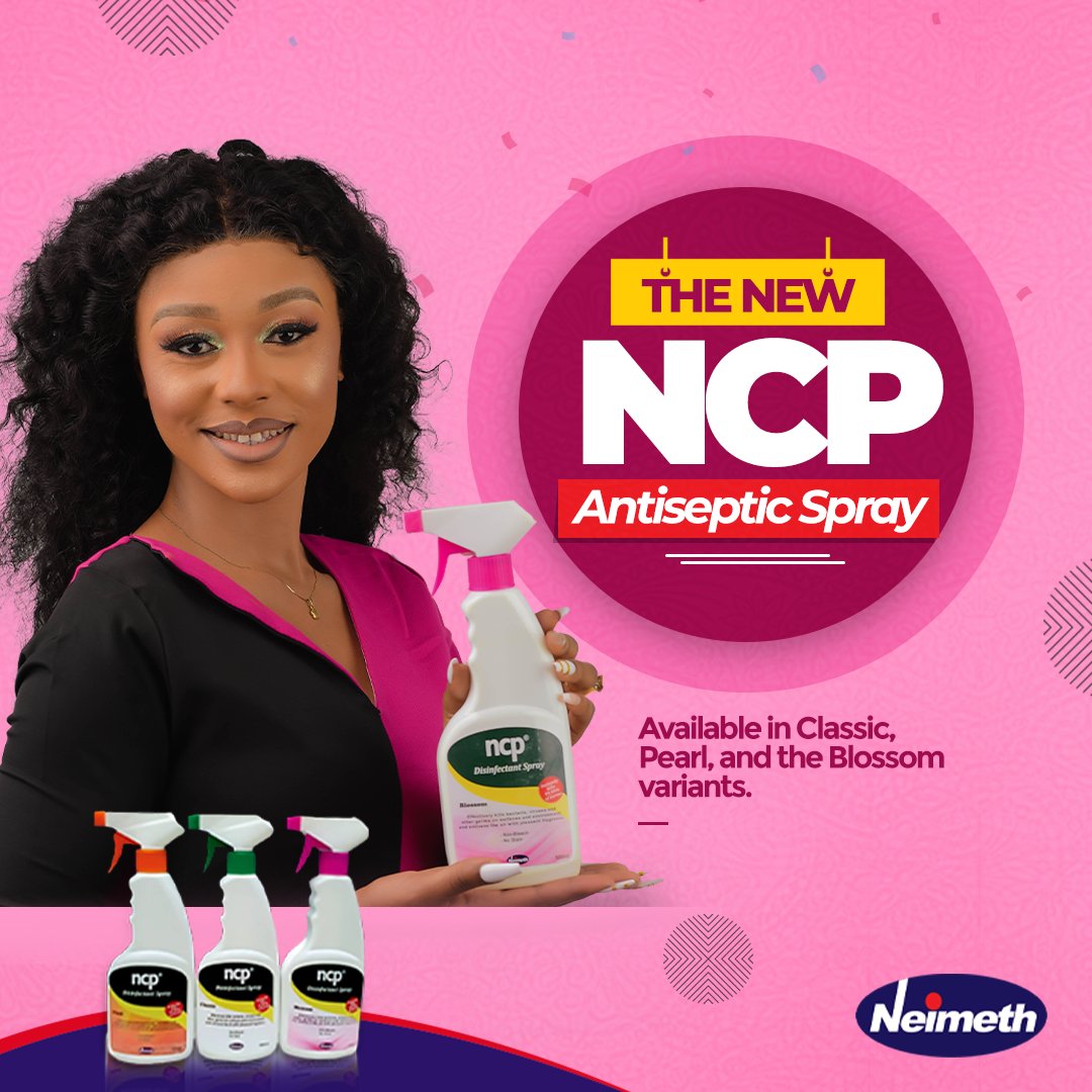 NeimethPlc's tweet photo. Introducing the new NCP Disinfectant Spray.
Available in Classic, Pearl and Blossom variants, the NCP Antiseptic Spray kills germs and leaves a sweet nice smell in your home.
#Neimeth #NCP #Antiseptic #Disinfenctant #GermProtection https://t.co/CvZ1XoRpV6