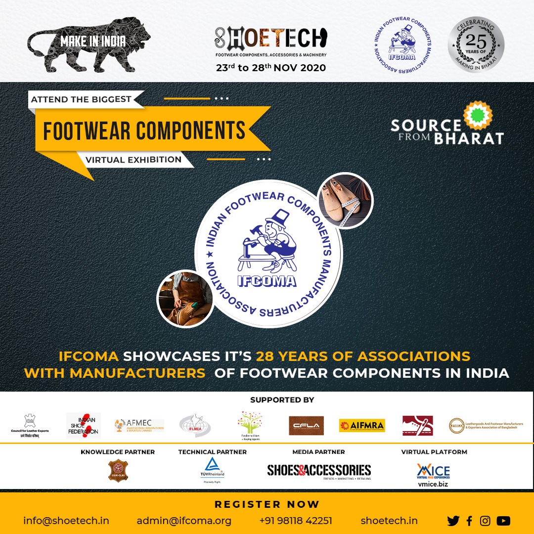 Shoetech_India's tweet photo. IFCOMA was established in 1992 to bring the Indian footwear component manufacturers on a common platform to help them understand the various opportunities and growth potential of this crucial sector.
REGISTER AT https://t.co/7ttFt2uNu3
#leathershoes #shoes #ifcoma #shoetech https://t.co/i7nK0UV7Fa