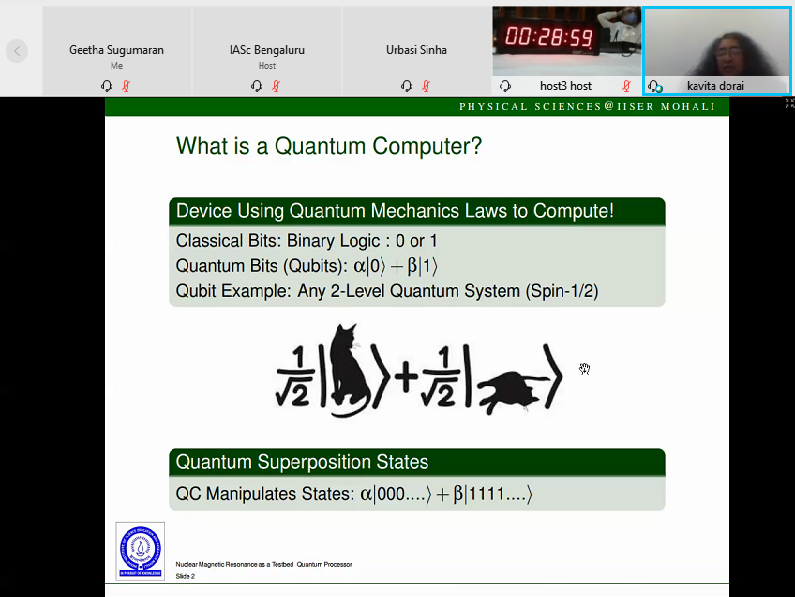 IAScBng's tweet photo. #QuantumComputing is indeed the next big thing. How does one go about building an NMR Quantum Computer? Kavita Dorai @IiserMohali on `Nuclear #magnetic
#resonance as a testbed quantum #processor'.
Watch at: https://t.co/VHnI4OSsLR
#86AM @IndiaDST https://t.co/1UzDZUIfYV