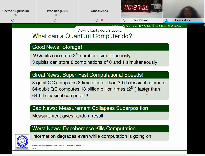 IAScBng's tweet photo. #QuantumComputing is indeed the next big thing. How does one go about building an NMR Quantum Computer? Kavita Dorai @IiserMohali on `Nuclear #magnetic
#resonance as a testbed quantum #processor'.
Watch at: https://t.co/VHnI4OSsLR
#86AM @IndiaDST https://t.co/1UzDZUIfYV