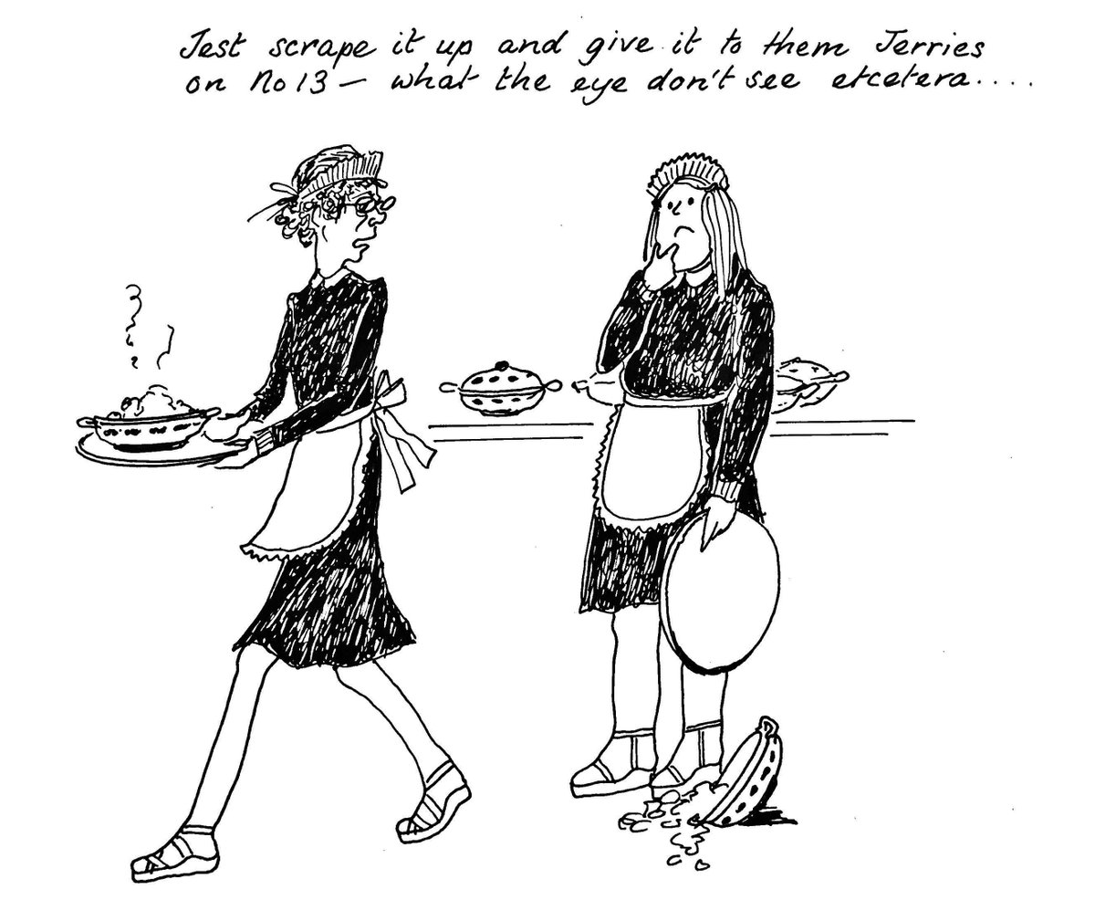 "Fawlty Towers" hadn't long aired when my Mum did these cartoons and I think it may have had some subconscious influence on the content...