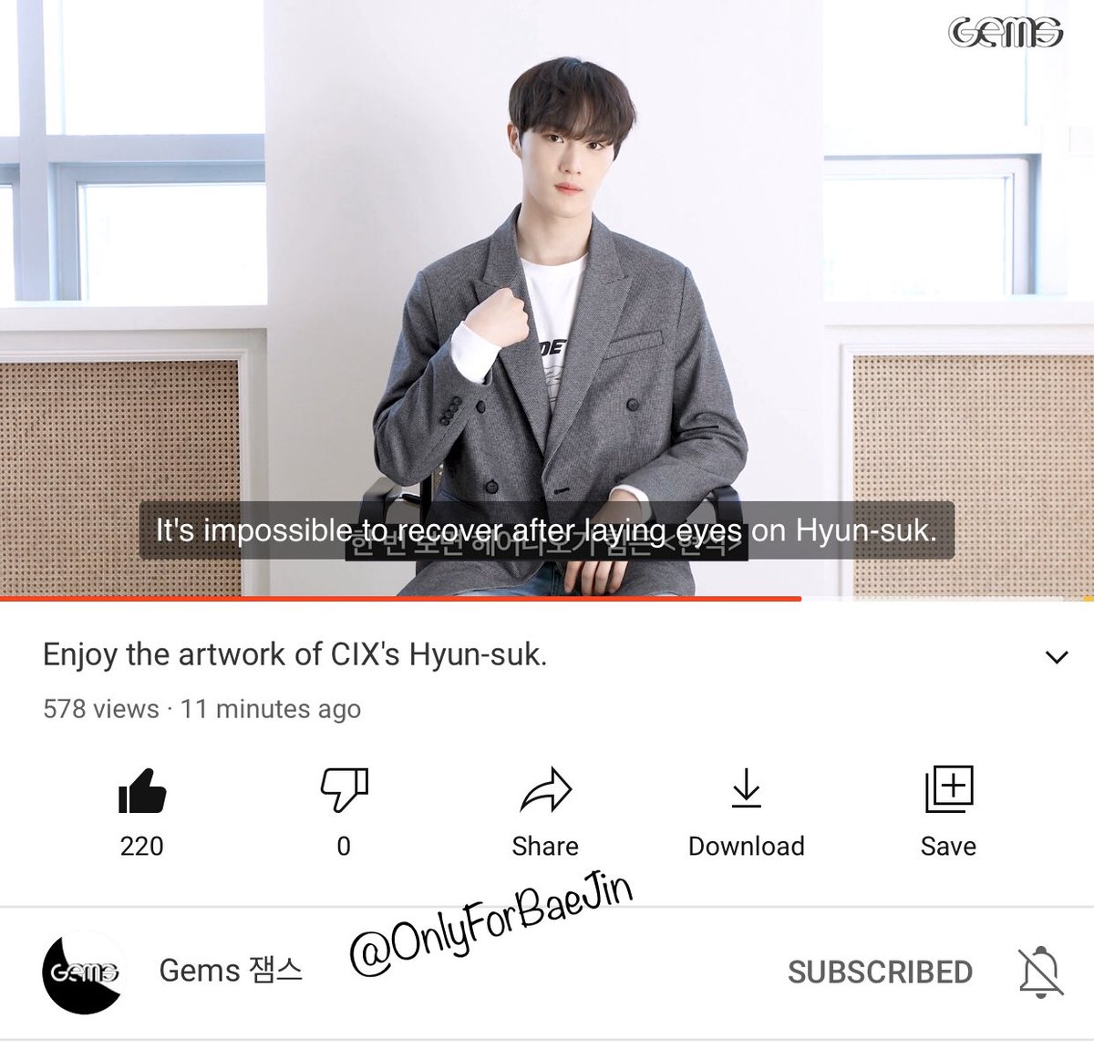 OnlyForBaeJin's tweet photo. @gems_genie @CIX_Official I like this part the most because I agree with him that it’s impossible to recover after laying eyes on him. He became a bias wrecker immediately when CIX debuted 😂🤣💖 https://t.co/GfMwznhPn8