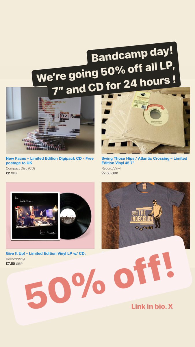 theindecisionband.bandcamp.com/merch

50% off today!