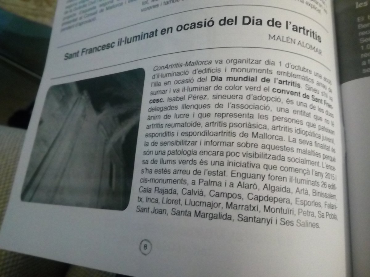 IsabelPerez_AR's tweet photo. Gràcies a @dingolasineu y @malenaalomar por esta publicación sobre el iluminado del Convent de Sant Fransesc de Sineu el día de la #artritis (01 de octubre).
Gràcies al ajuntament de @ajsineu por ayudarnos a hacer visibles estas enfermedades.
#ConArtritis #OctAR20 https://t.co/2ZyNjSTF3U