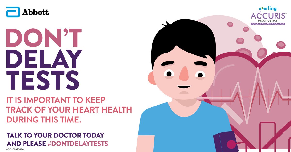 SterlingAccuris's tweet photo. Take care of your heart in today’s difficult and stressful time. Keep track of your heart health by getting your routine heart check up done without fail.
#DontDelayTests

#Sabsesafeaccuris #sterlingaccurisdiagnostics #prioritizehealthcare #abbottindia #abbottglobal https://t.co/5o4Dv0KJNO