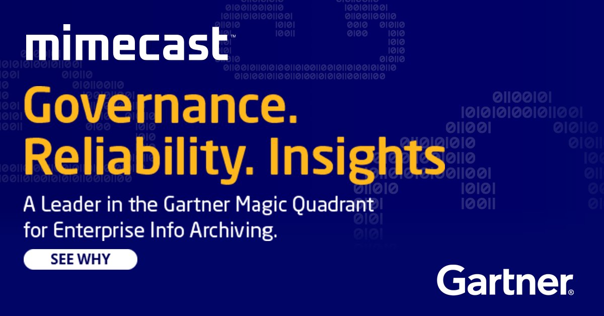 S_Bowman007's tweet photo. Mimecast has been named a Gartner 2020 Magic Quadrant Leader for Enterprise Information Archiving, read the full report here: https://t.co/lgIxDHRfKW https://t.co/DpFCN891jD