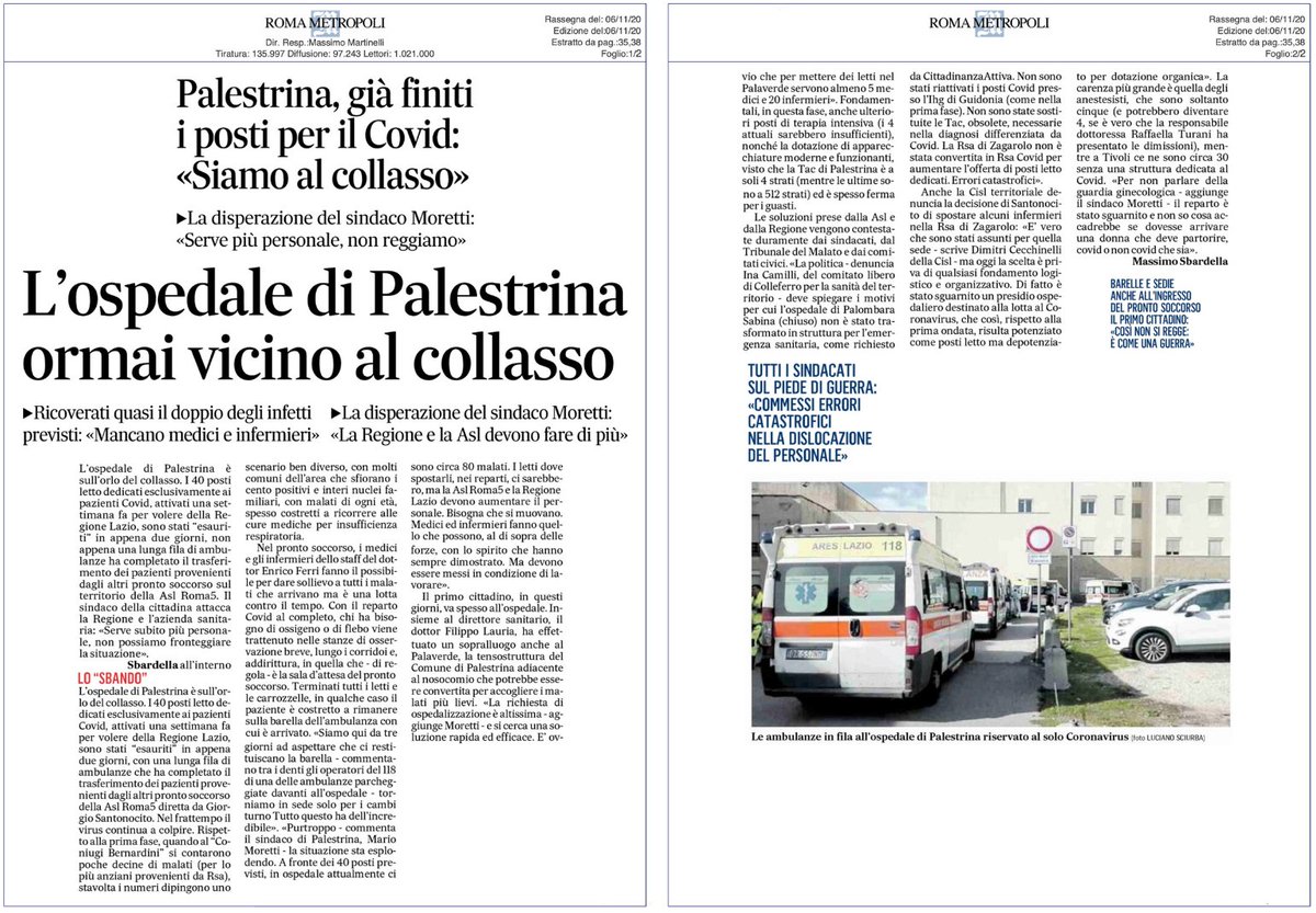 cisl_fplazio's tweet photo. #Ospedale di #Palestrina vicino al collasso. #Ricoverati quasi il doppio degli #infetti previsti, mancano #operatori sanitari. #Sindacati: errori catastrofici. #Cisl Fp: ospedale depotenziato di #personale

Oggi su @ilmessaggeroit

#Ilmiolavorovale https://t.co/Wpd18bgrD8