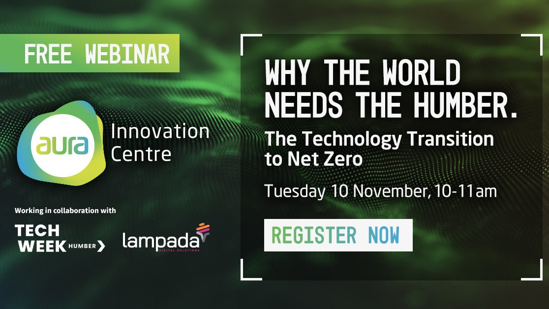 techweekhumber's tweet photo. Join us as experts from @Lampada_DS and @_aurainnovation led by the @UniOfHull to discuss why the Humber is leading the way towards a zero-carbon future.
๐ Tuesday 10th November 2020
โฐ 10am-11am
Register โก๏ธ https://t.co/ckvx4jhMTu
#TechWeekHumber20 #NetZero @HullUniScience https://t.co/7Oe36AeB5L