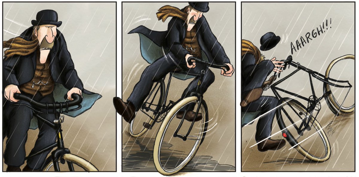 RickardSisters's tweet photo. If you are trying to guess #HowManyHorses there are in The Ragged Trousered Philanthropists graphic novel, does it help to know that Scarlett drew TWENTY ONE bicycles in the book? https://t.co/MLhGpTnQ25
