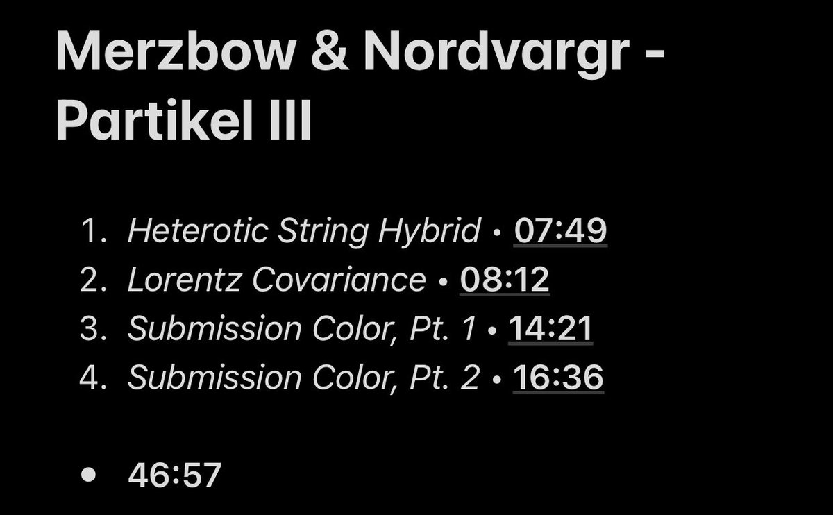 75/108: Partikel III (with Nordvargr)A pretty good Dark Ambient record where the harsh noise influence isn’t dominant. The dark and airy atmosphere is much more highlighted than the harshness of Merzbow music.