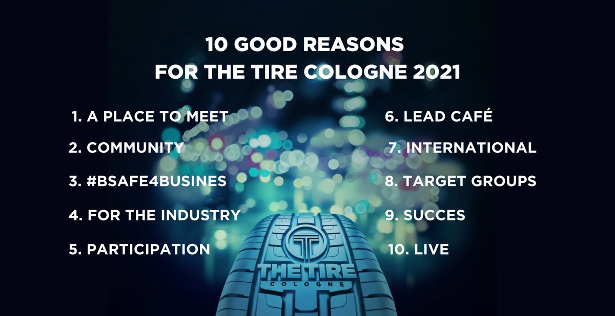 THE TIRE COLOGNE 2021 is a must for every member of the tire industry.
Take advantage of the unique setting of one of the top trade fair locations in the world to establish and groom contacts and get your business rolling! bit.ly/32eQjoa